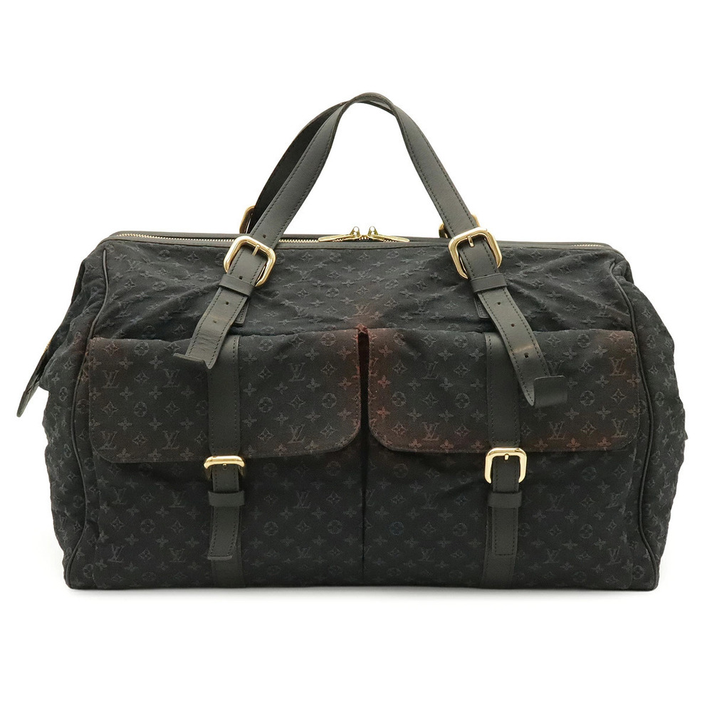 Louis Vuitton Monogram Louise Boston Bag Travel Canvas Shoulder Bag Blue